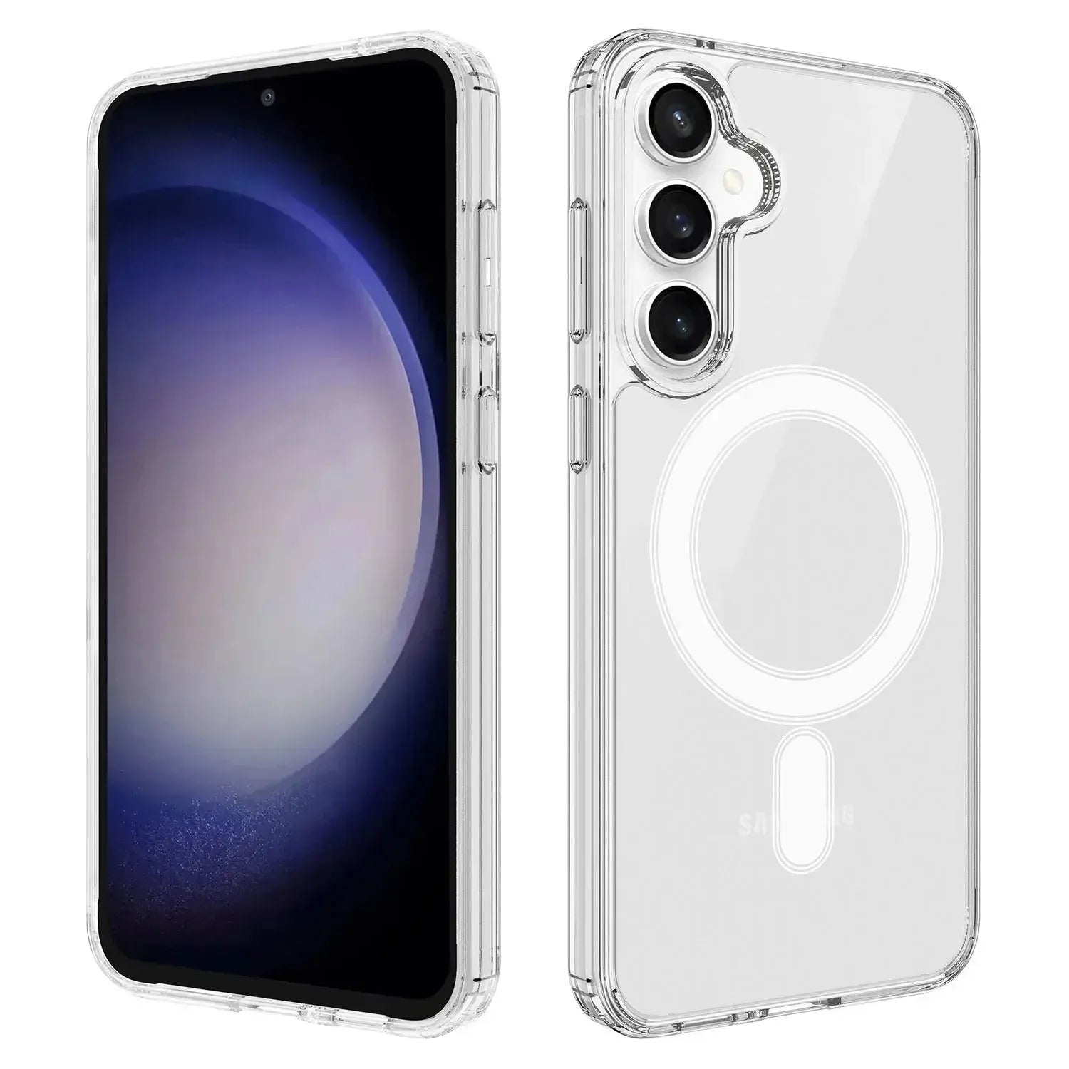 For Samsung Galaxy S25 Plus / S24 Plus Heavy Duty Symmetry Magsafe Transparent Magnetic Case