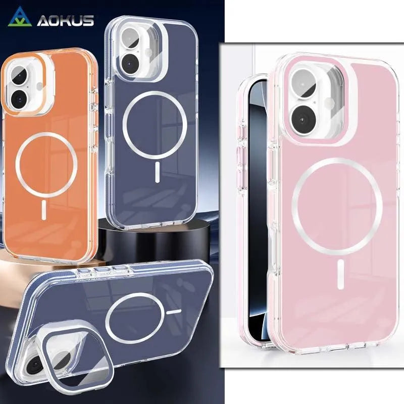 For Samsung Galaxy S24 Ultra Macaron Magsafe Case With Camera Stand Pink