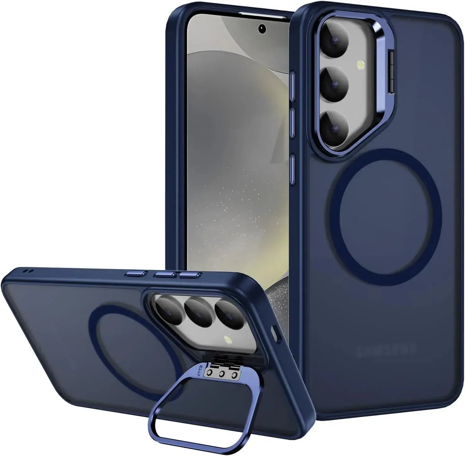 For Samsung Galaxy S24 / S25 Skin-Feel Camera Holder Magsafe Case Blue