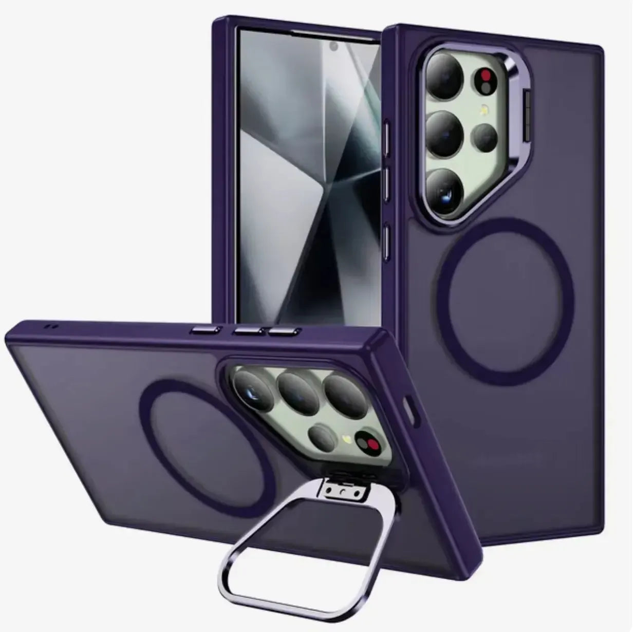 For Samsung Galaxy S24 / S25 Skin-Feel Camera Holder Magsafe Case Purple