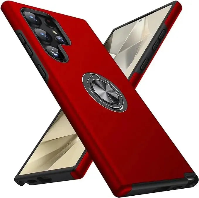 For Samsung Galaxy S24 Ultra Dual Layer Invisible Ring Case Red