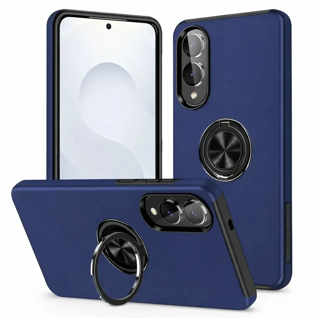 For Samsung Galaxy S25 Edge Dual Layer Invisible Ring Case Blue