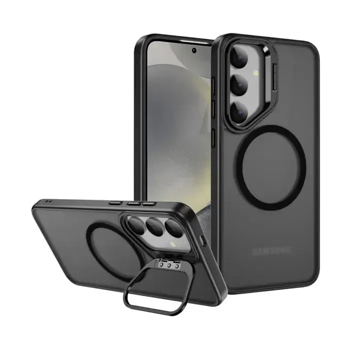 For Samsung Galaxy S25 FE Skin-Feel Camera Holder Magsafe Case Black