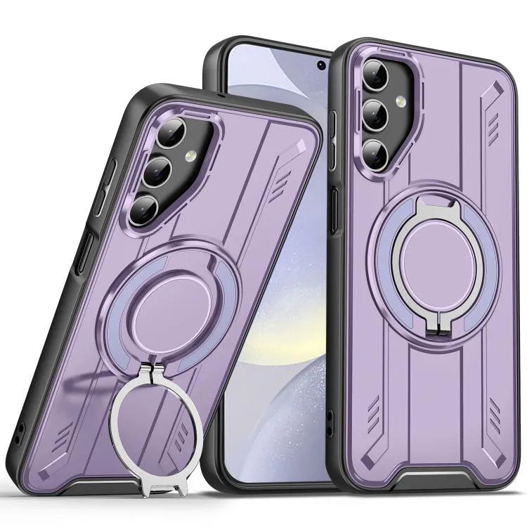For Samsung Galaxy S24 Magnetic Armour Rotating Stand Case Purple