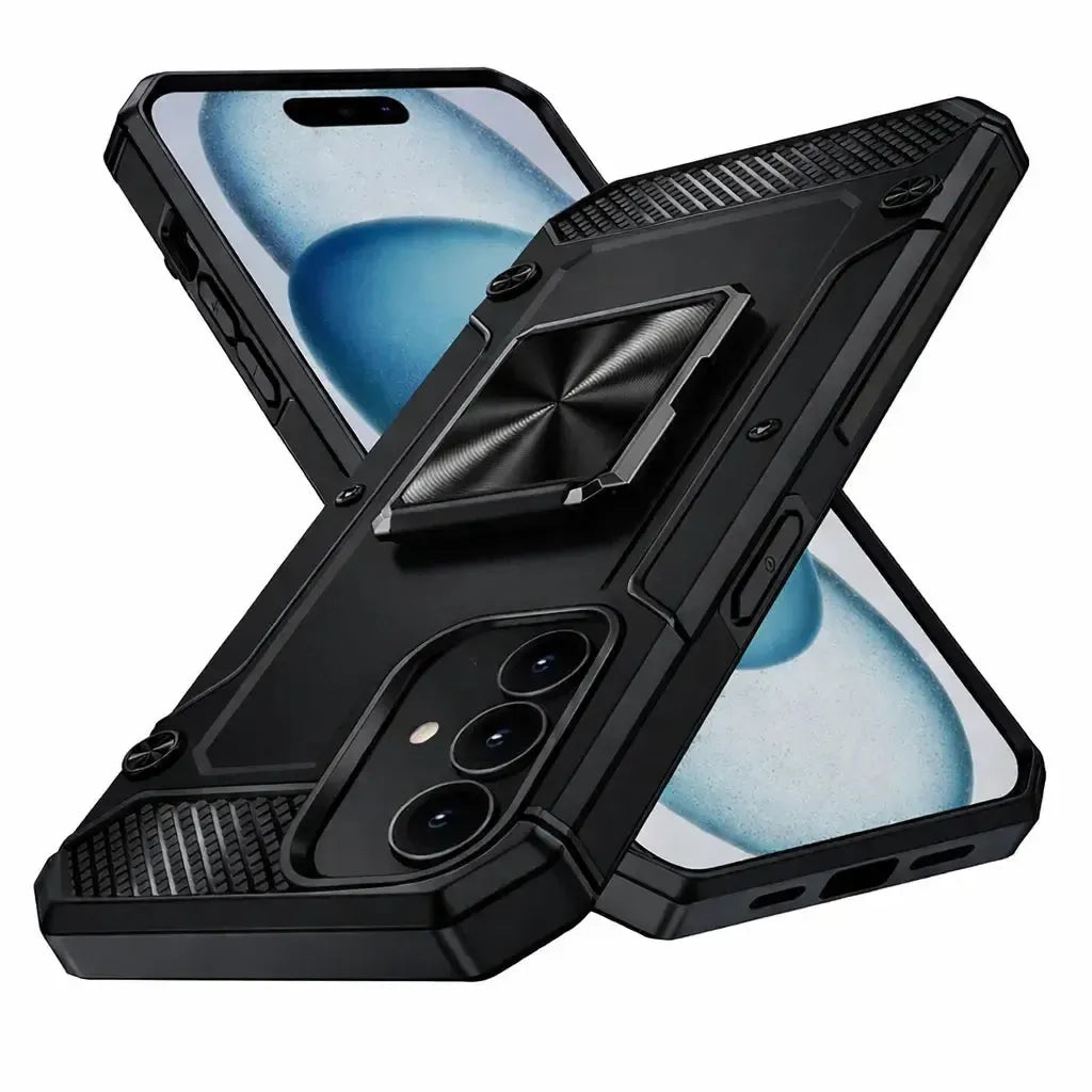 For Samsung Galaxy S25 Plus / S24 Plus Heavy Duty Rotating Bumper Stand Case Black
