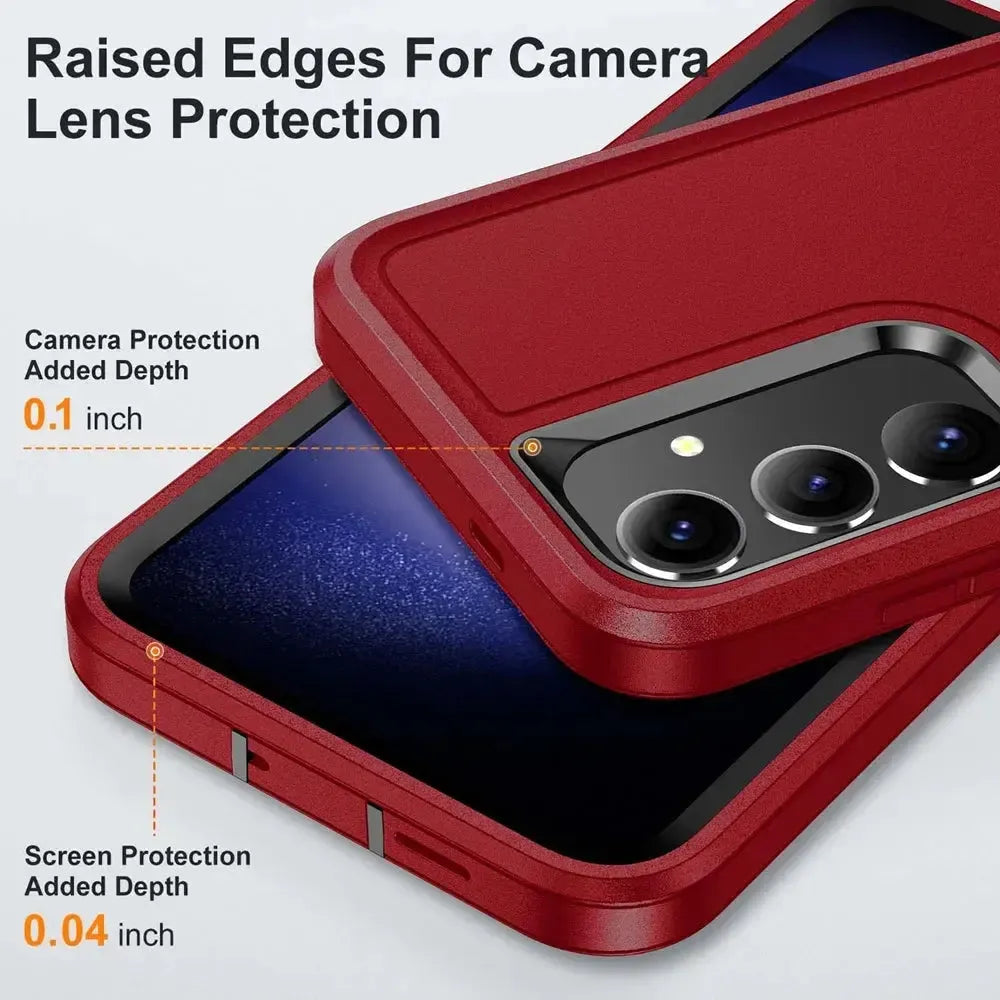 For Samsung Galaxy S25 Plus / S24 Plus Triple Defender with Stander Case Red
