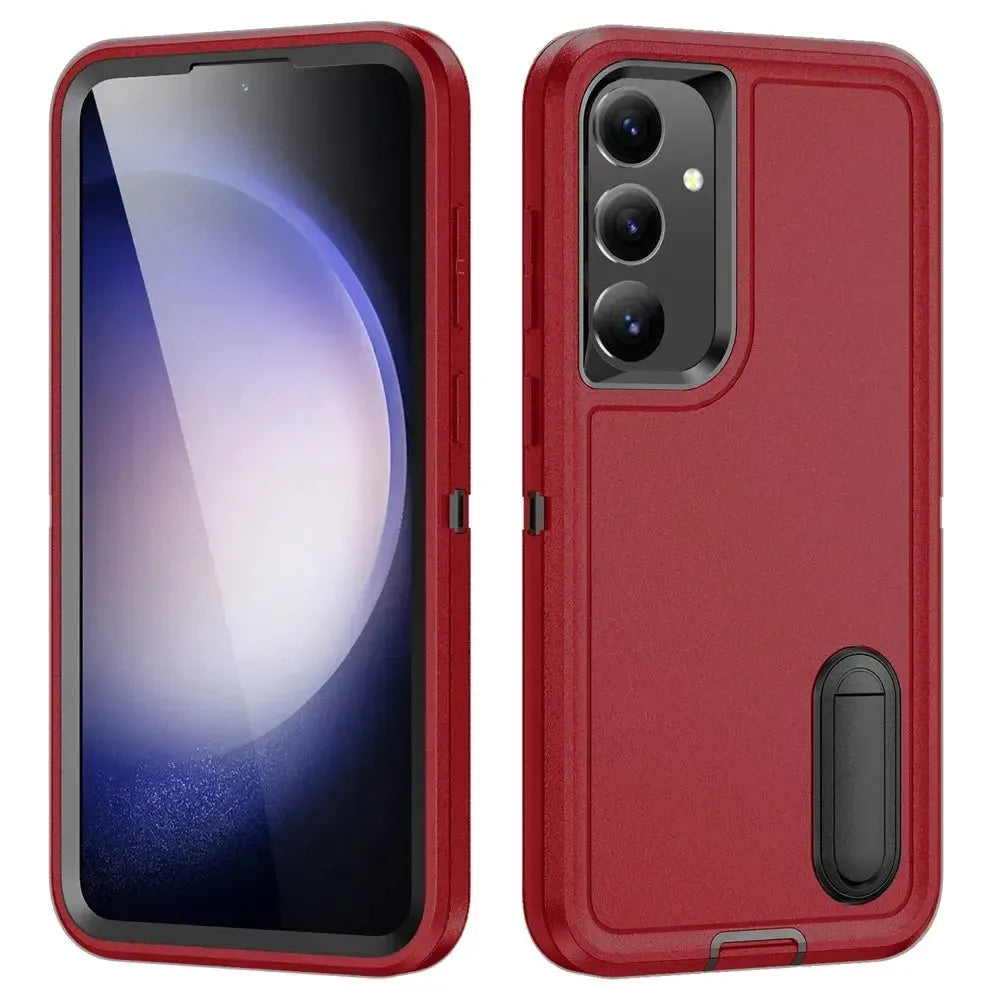 For Samsung Galaxy S25 Plus / S24 Plus Triple Defender with Stander Case Red