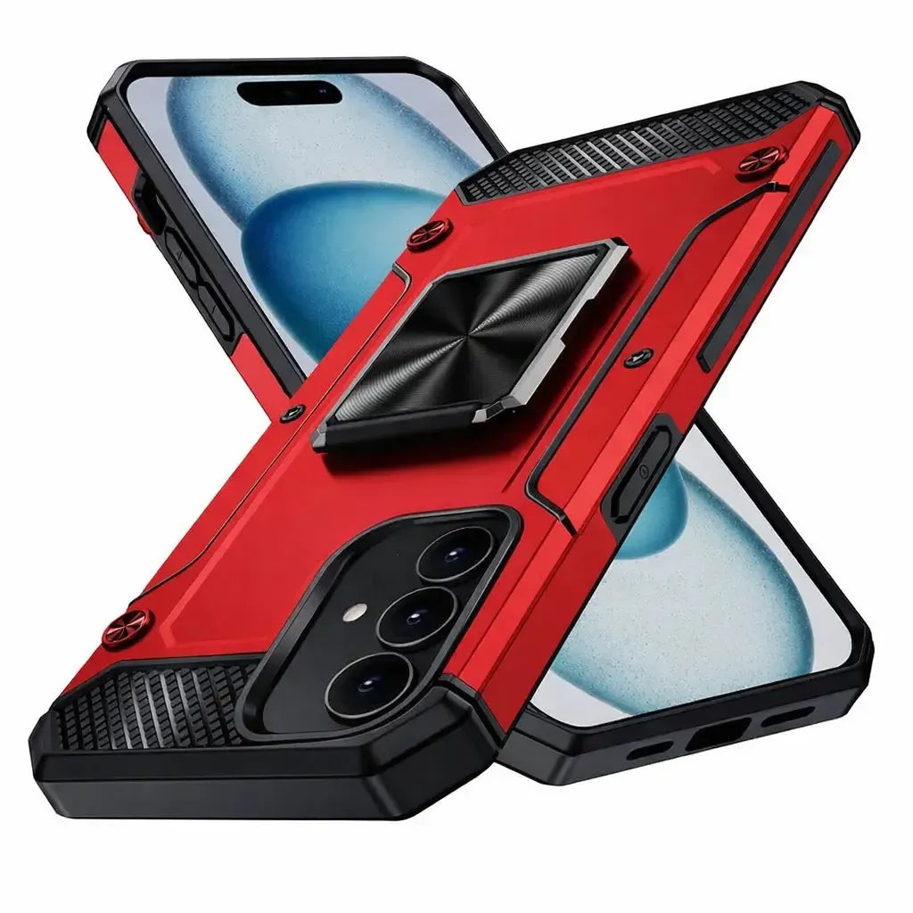 For Samsung Galaxy S25 / S24 Heavy Duty Rotating Bumper Stand Case Red