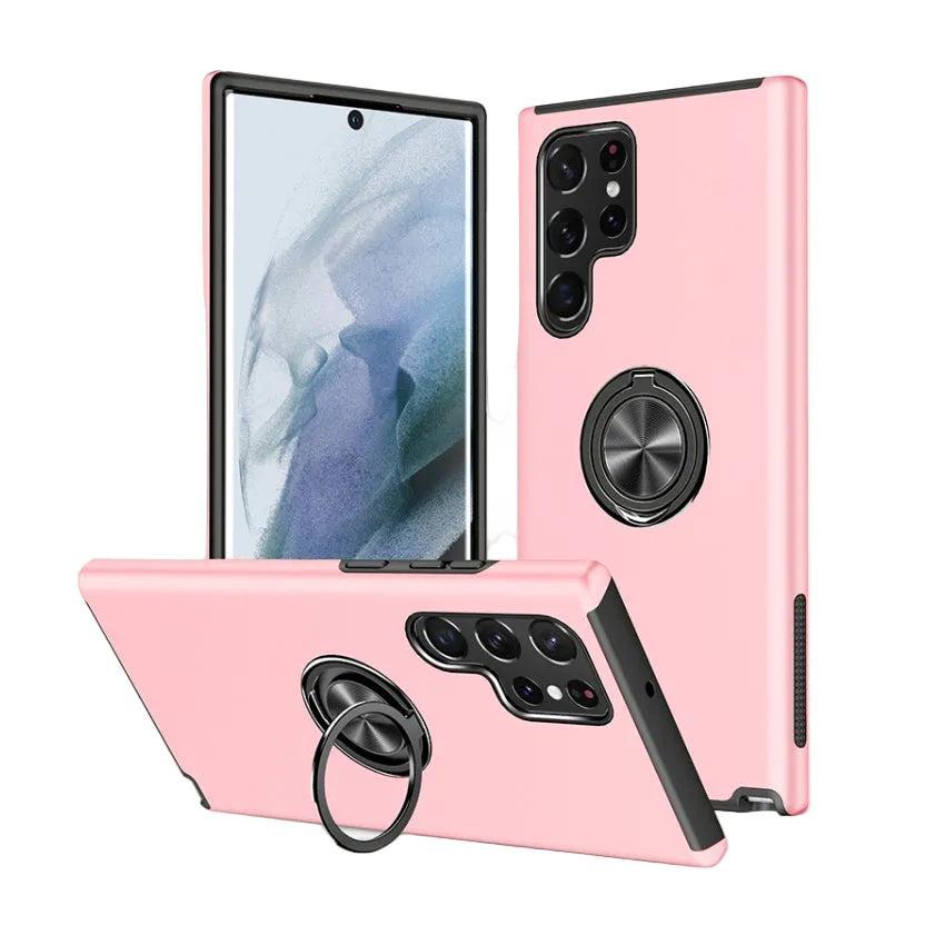 For Samsung Galaxy S25 Ultra Dual Layer Invisible Ring Case Pink