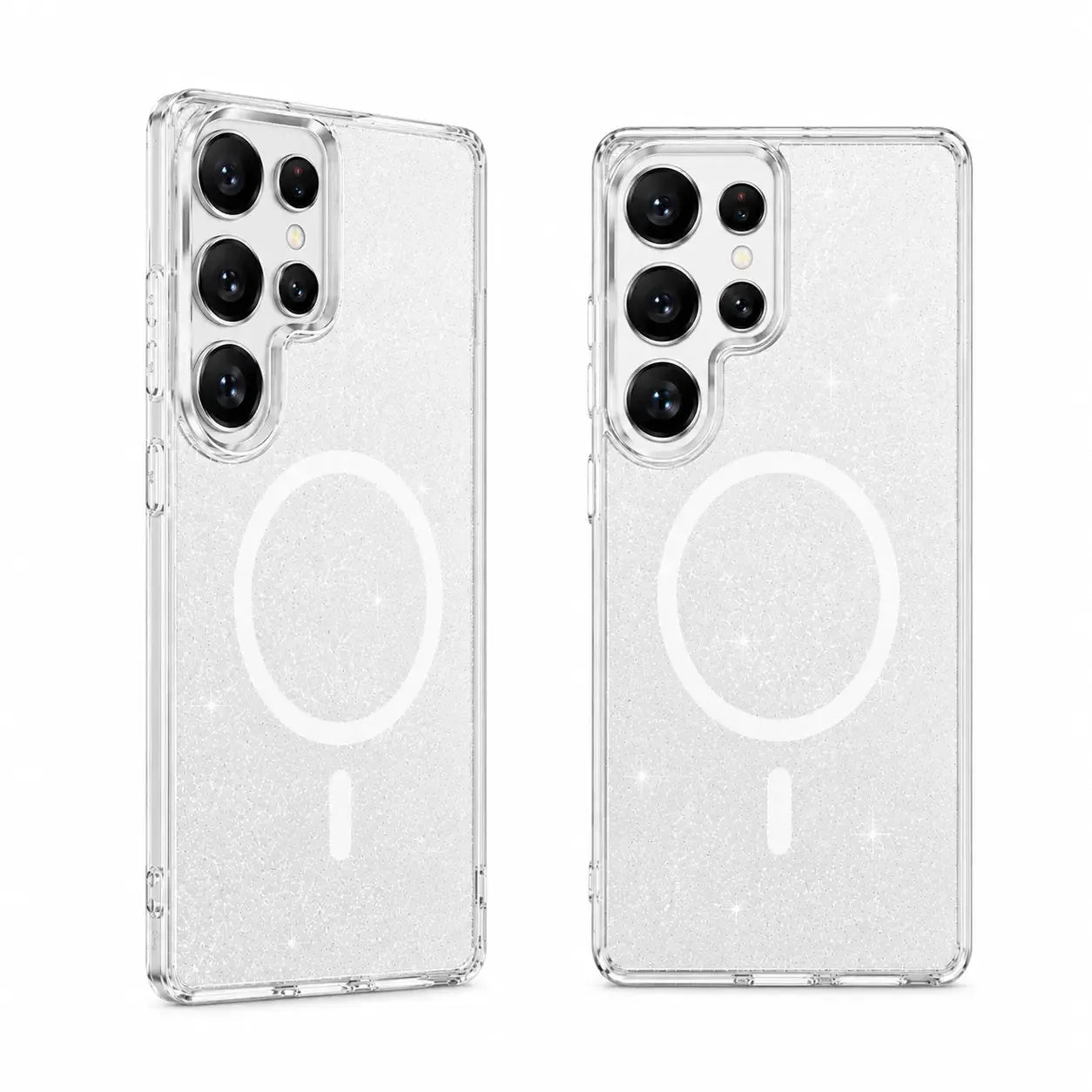 For Samsung Galaxy S25 Ultra Magsafe Magnetic Crystal Glitter Clear Case Transparent White