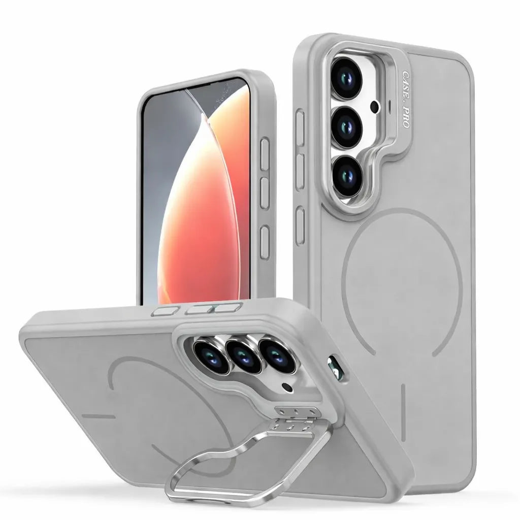 For Samsung Galaxy S26 Skin-Feel Camera Holder Magsafe Case Transparent