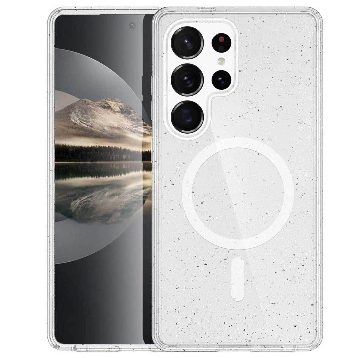 For Samsung Galaxy S26 Ultra Magsafe Terminator Axis Design Case Glitter Clear