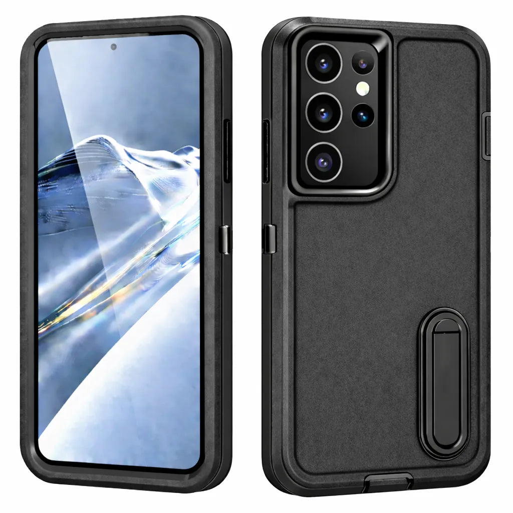 For Samsung Galaxy S26 Ultra Triple Builder With Stander Case Black