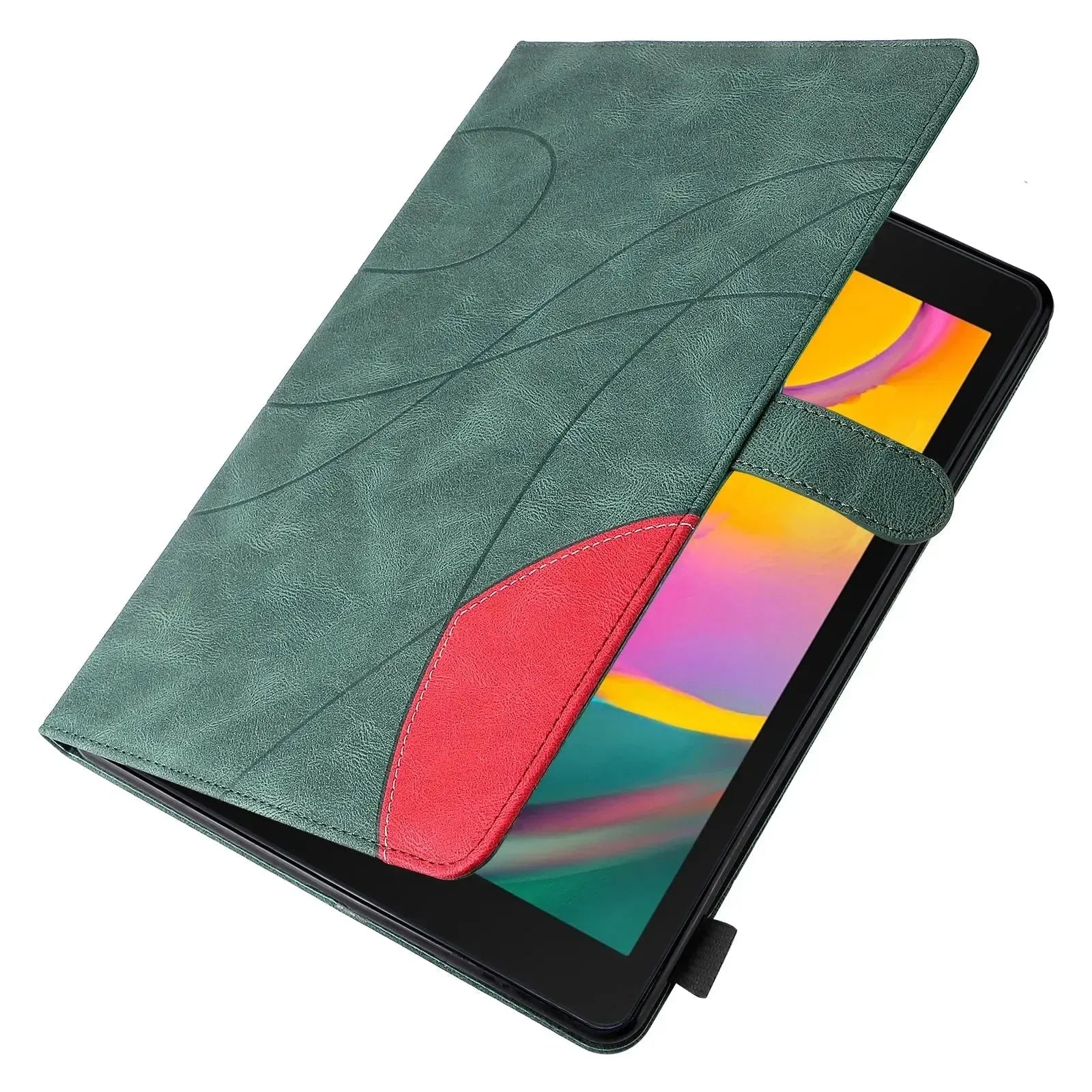 For Samsung Galaxy Tab A 8.0 2019 Dual-Color Splicing Horizontal Flip PU Leather Case With Holder & Card Slots Green