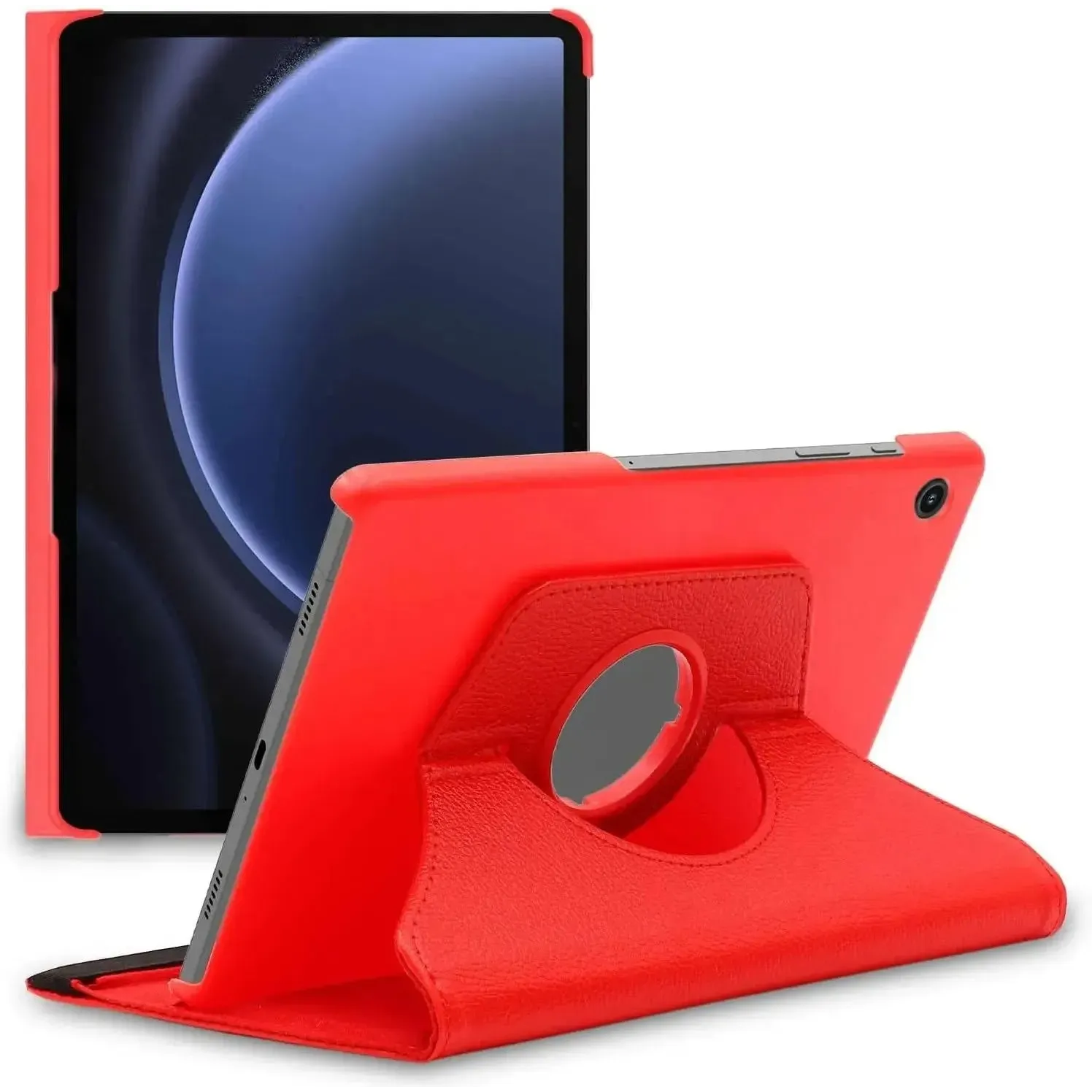 For Samsung Galaxy Tab A11 Plus SM-X230 360 Rotation Wallet Case Red