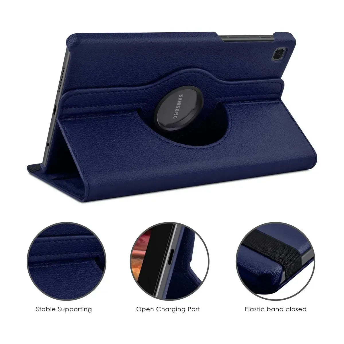 For Samsung Galaxy Tab A11 SM-X130 360 Rotation Wallet Case Blue