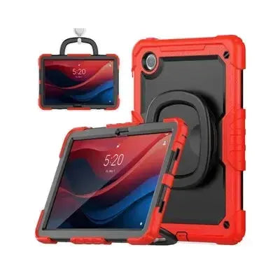 For Samsung Galaxy Tab A11 SM-X130 Survivor Symmetry Ring Stand Hard Case Red