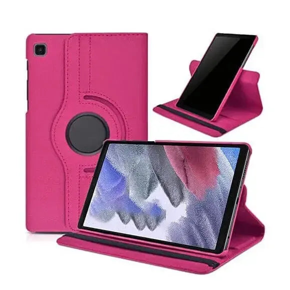 For Samsung Galaxy Tab A11 Tablet Case 360 Rotating PU Leather Cover - Rose