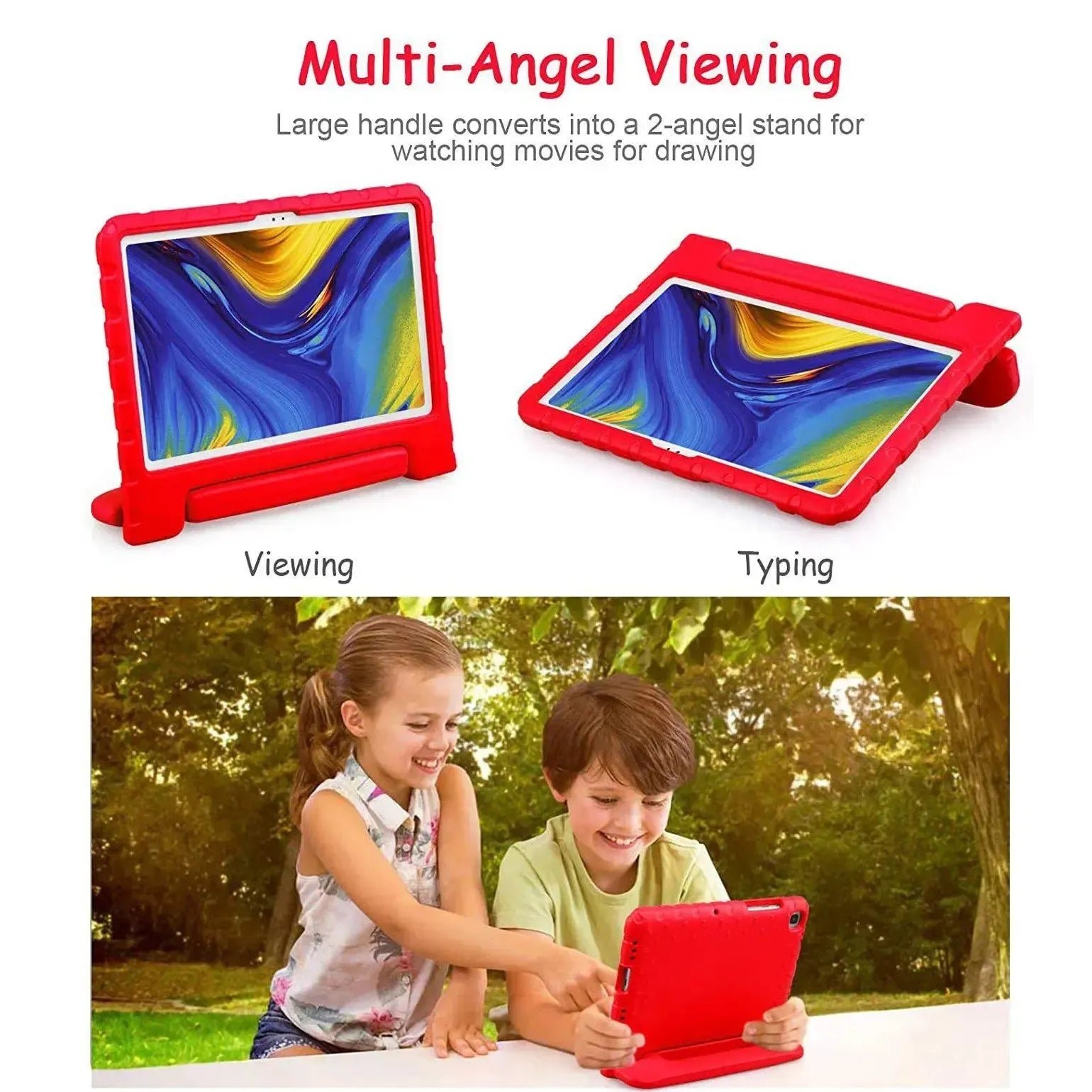 For Samsung Galaxy Tab A7 10.4 2020 Kids Case Shockproof Cover With Stand - Red