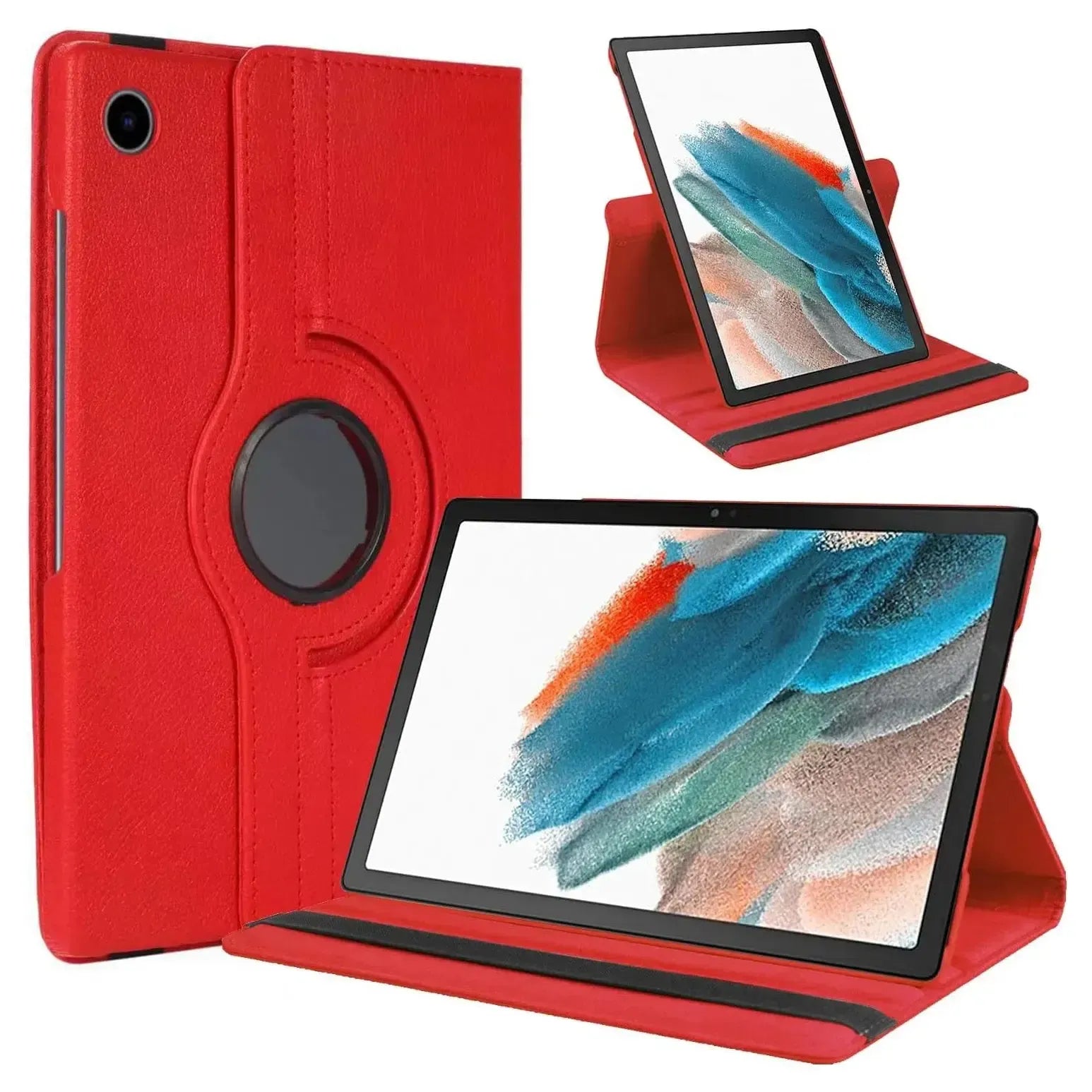 For Samsung Galaxy Tab A8 10.5 2021 Tablet Case 360° Rotating PU Leather Cover - Red