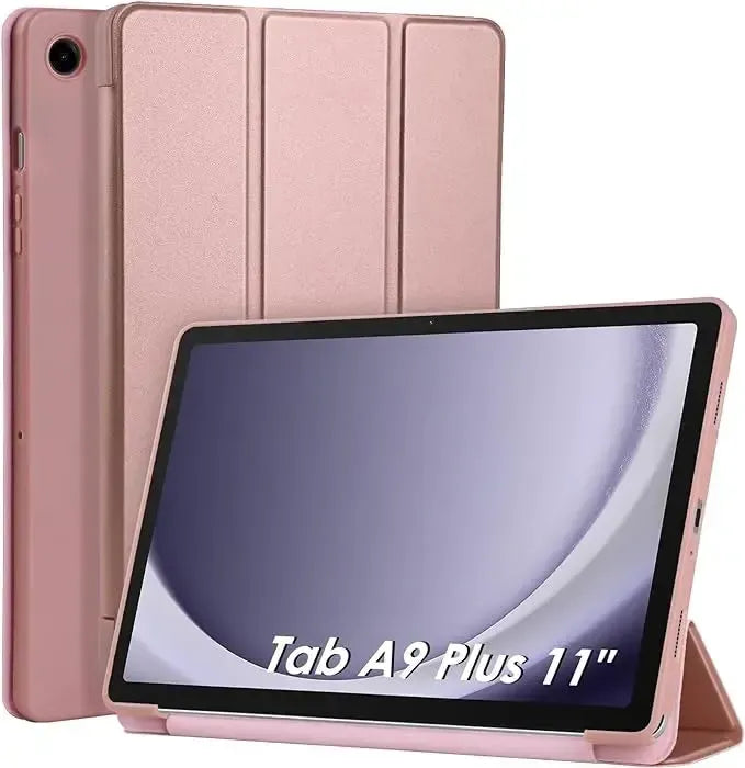 For Samsung Galaxy Tab A9 Plus SM-X210 Ultra Slim Tri Fold Wallet Case Rose Gold