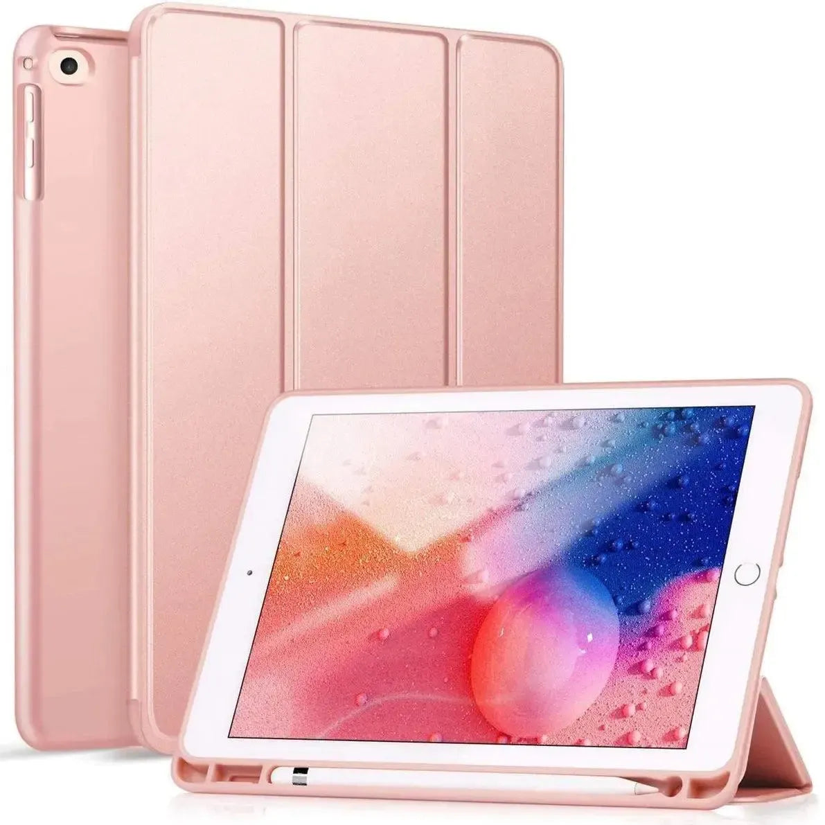 For Samsung Galaxy Tab A9 SM-X110 Ultraslim Tri Fold Wallet Case Rose Gold