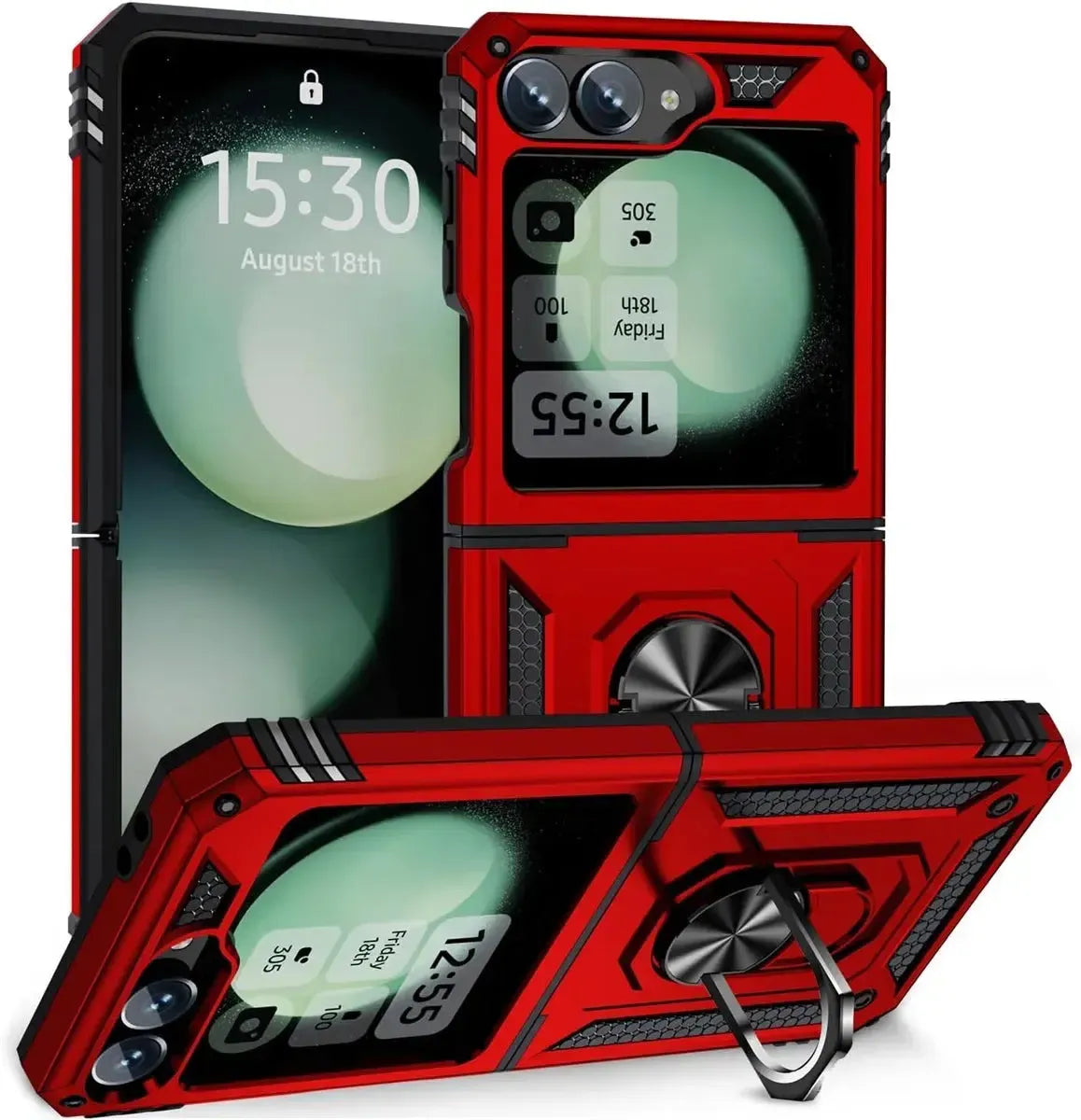 For Samsung Galaxy Z Flip 6 Magnetic Car Mount Protective Ring Holder Case Red