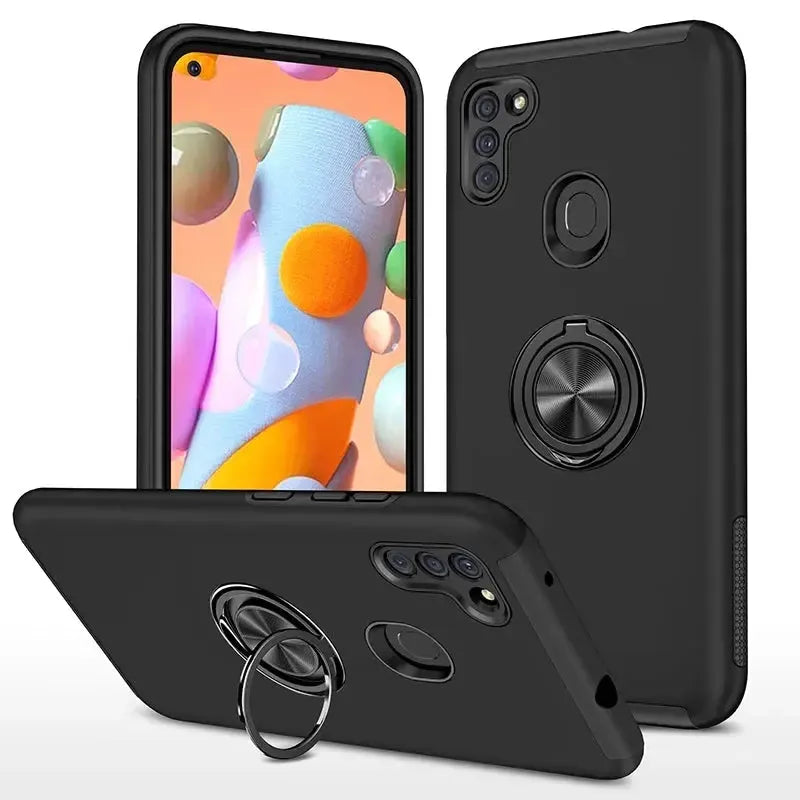 For Xiaomi Redmi Note 14 Pro / 14 Pro Plus Dual Layer Invisible Ring Case Black