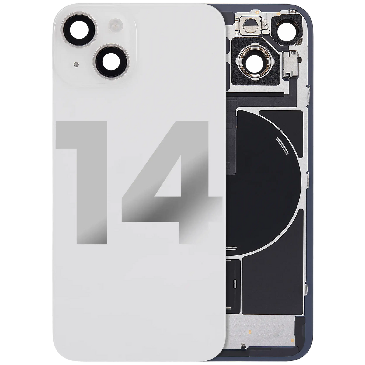 For iPhone 14 Back Glass With MagSafe Magnet, NFC & Flashlight Flex Pulled - Grade B - Starlight
