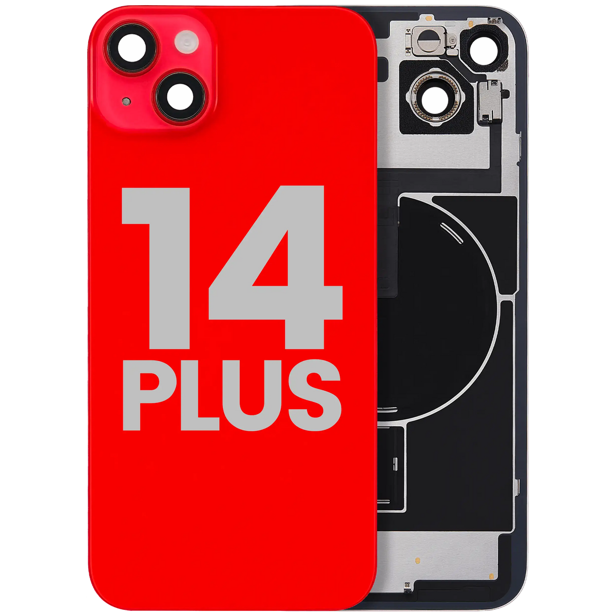 For iPhone 14 Plus Back Glass With MagSafe Magnet, NFC & Flashlight Flex Pulled - Grade C - Red