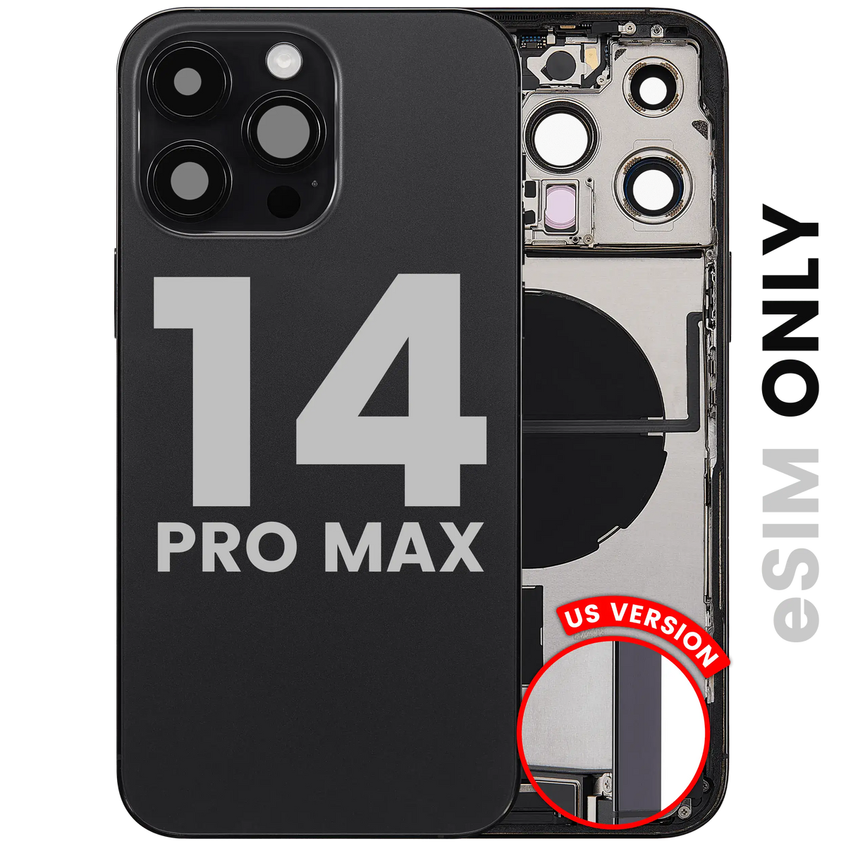 For iPhone 14 Pro Max Back Housing With Charging Port & Small Parts US Version Pulled - Grade C - Space Black