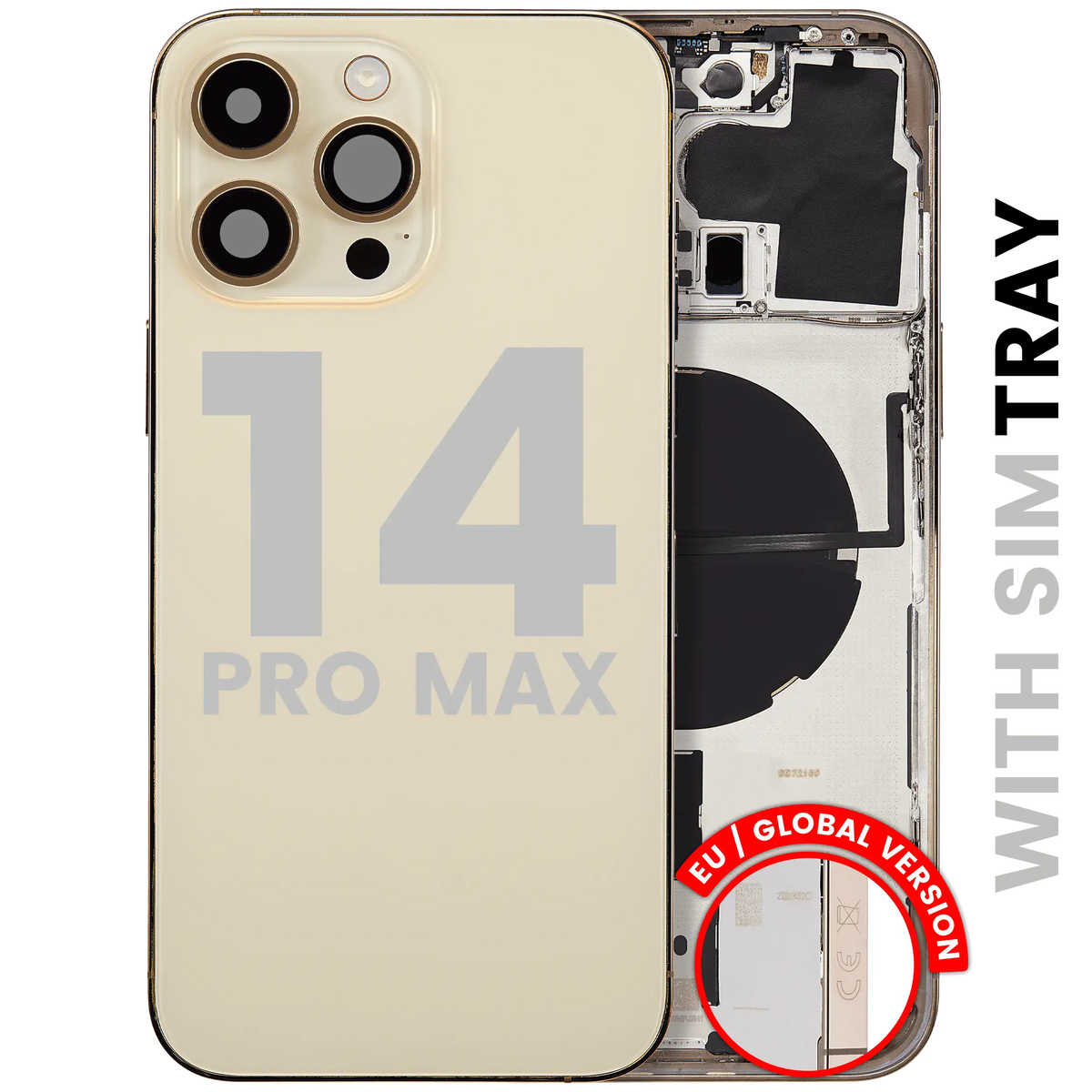 For iPhone 14 Pro Max Back Housing With Small Parts EU / Global Version Pulled - Grade B - Gold