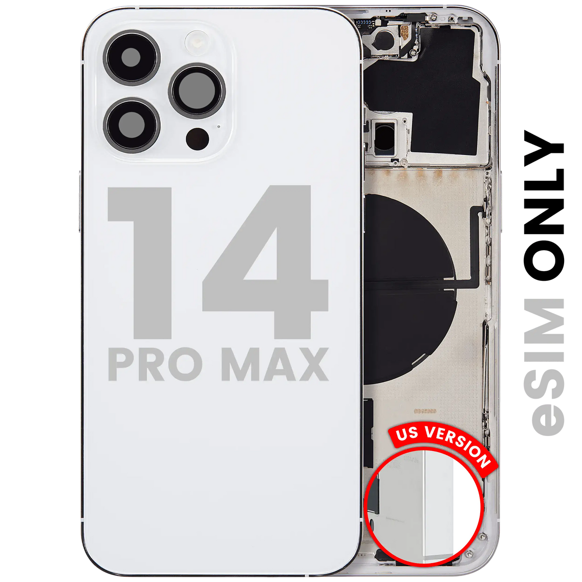 For iPhone 14 Pro Max Back Housing With Small Parts US Version Pulled - Grade A - Silver