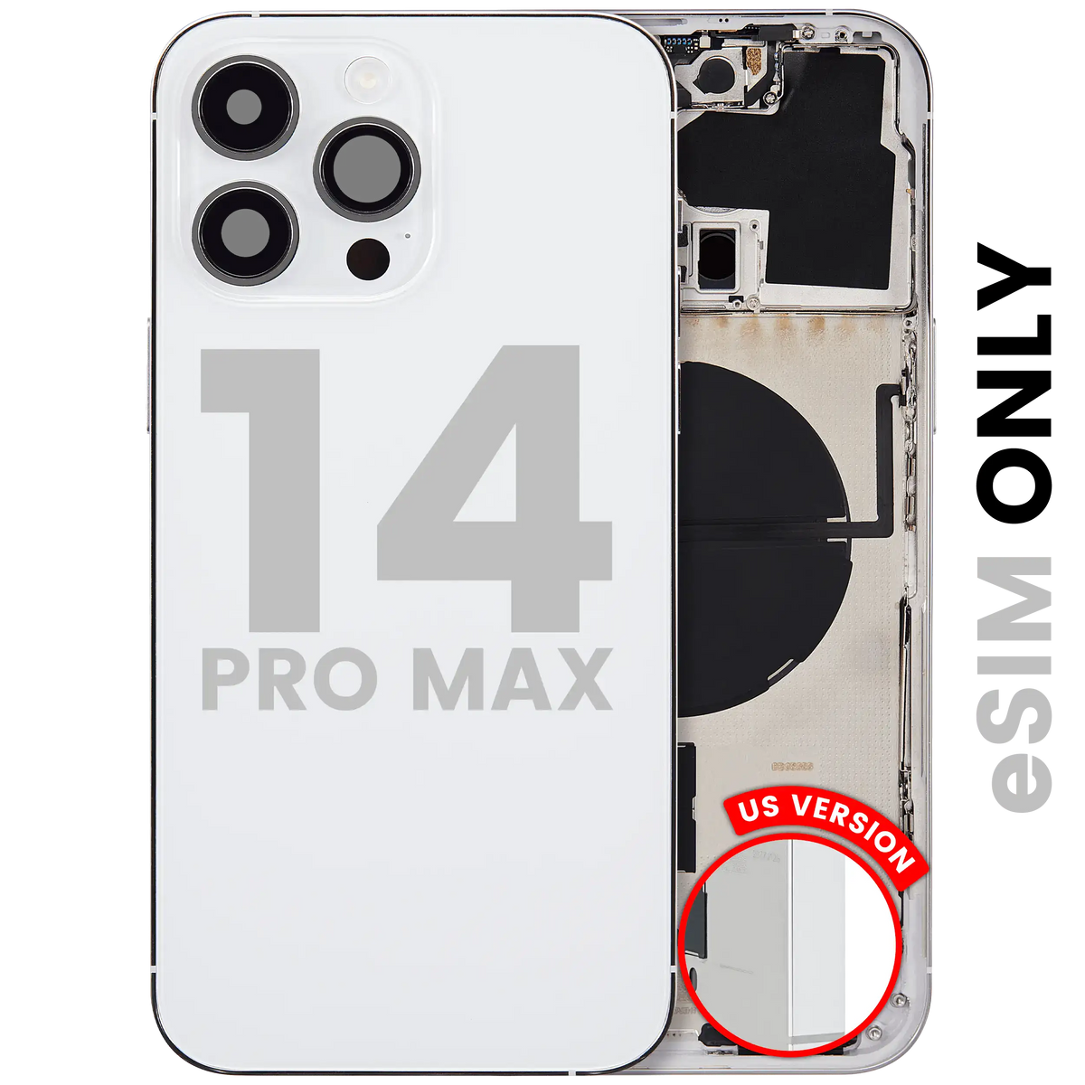 For iPhone 14 Pro Max Back Housing With Small Parts US Version Pulled - Grade C - Silver