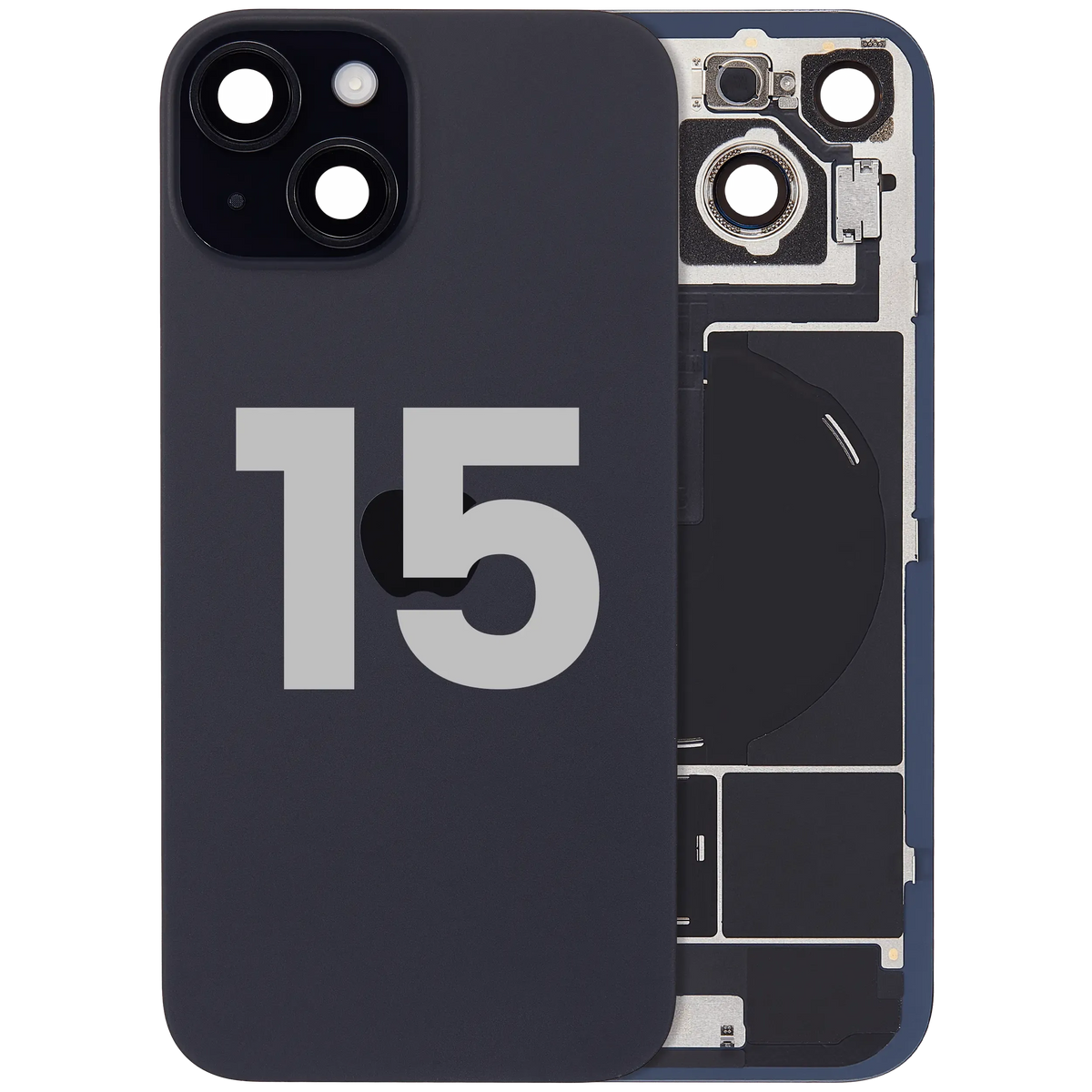 For iPhone 15 Back Glass With MagSafe Magnet, NFC & Flashlight Flex Pulled - Grade A - Black
