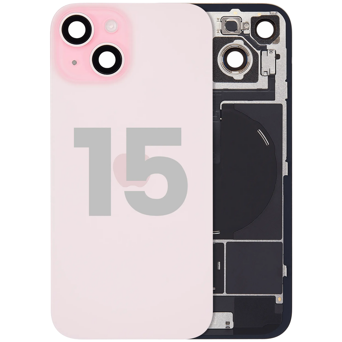 For iPhone 15 Back Glass With MagSafe Magnet, NFC & Flashlight Flex Pulled - Grade A - Pink