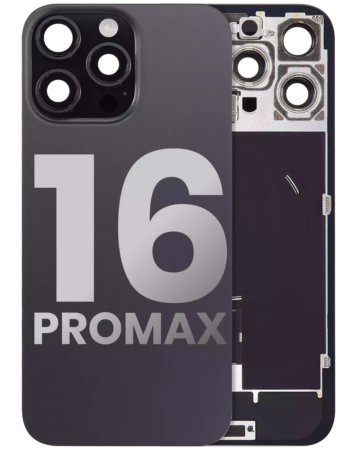 For iPhone 16 Pro Max Back Glass With MagSafe Magnet, NFC & Flashlight Flex Pulled - Grade A - Black Titanium