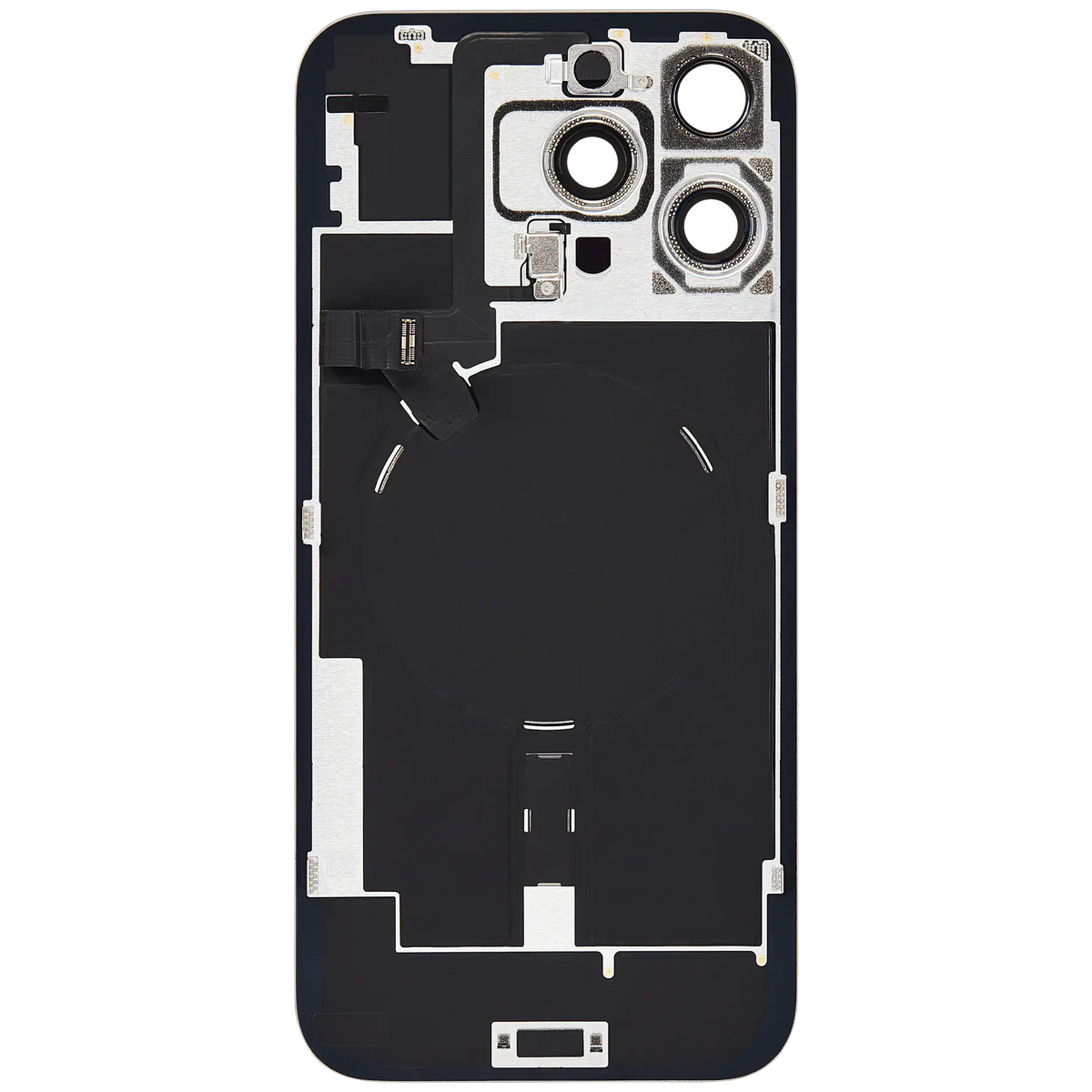 For iPhone 16 Pro Max Back Glass With MagSafe Magnet, NFC & Flashlight Flex Pulled - Grade B - Natural Titanium