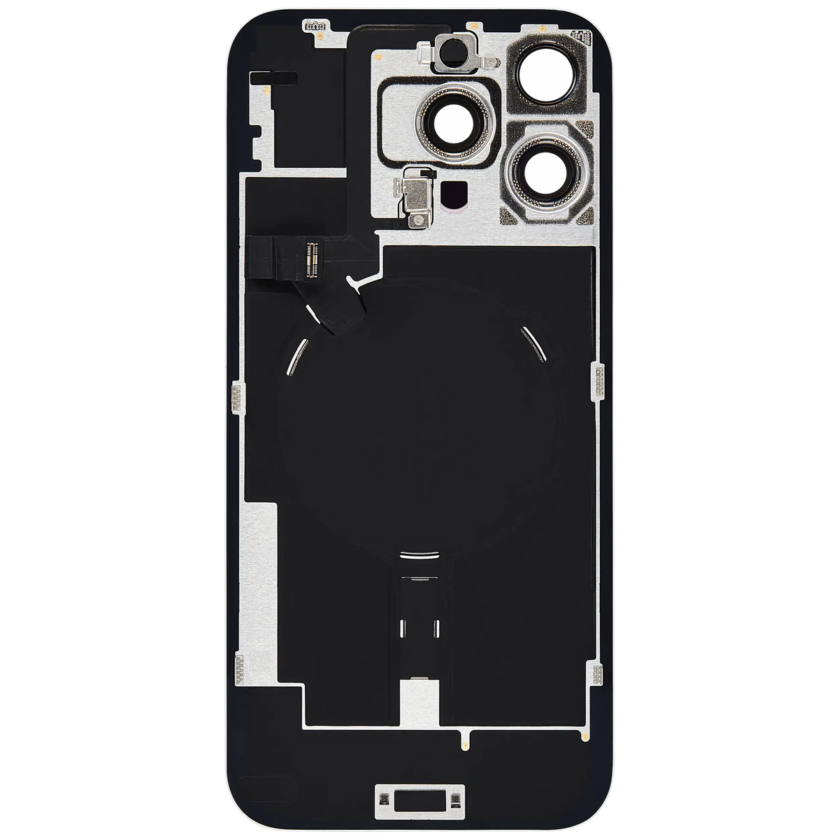 For iPhone 16 Pro Max Back Glass With MagSafe Magnet, NFC & Flashlight Flex Pulled - Grade B - White Titanium