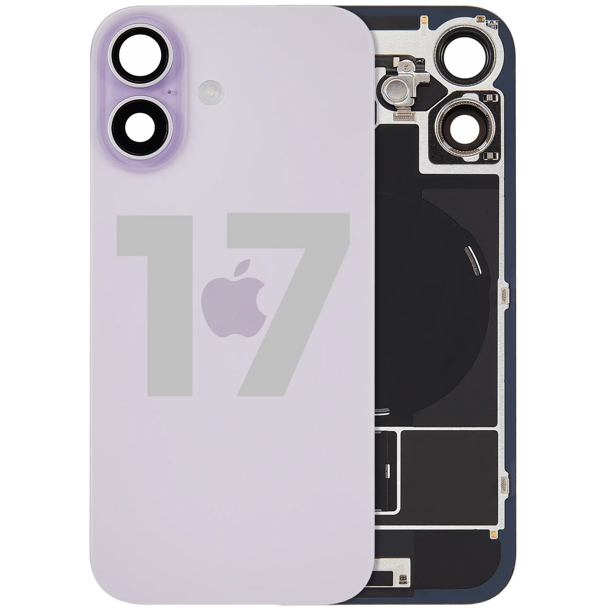 For iPhone 17 Back Glass With MagSafe Magnet, NFC & Flashlight Flex Pulled - Grade B - Lavender