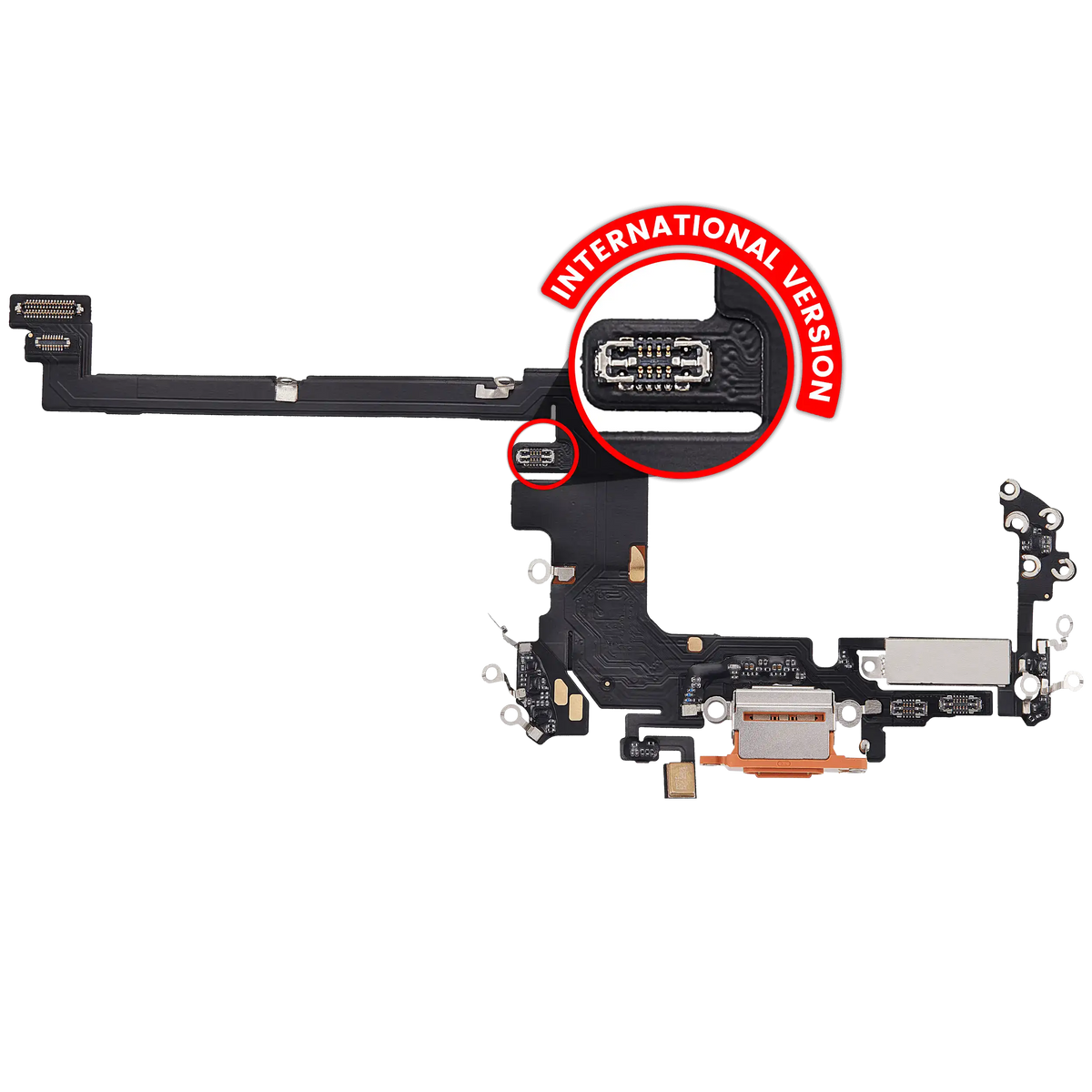 For iPhone 17 Pro Charging Port Flex Cable International Version | Aftermarket Plus - Cosmic Orange