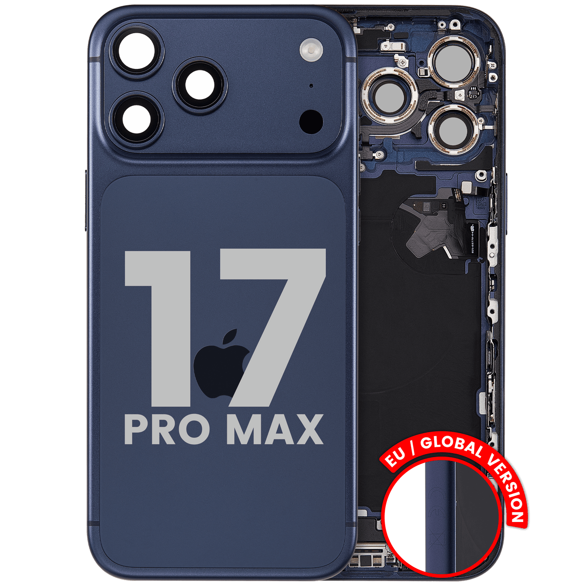For iPhone 17 Pro Max Back Housing With Charging Port & Small Parts EU / Global Version Pulled - Grade B - Deep Blue