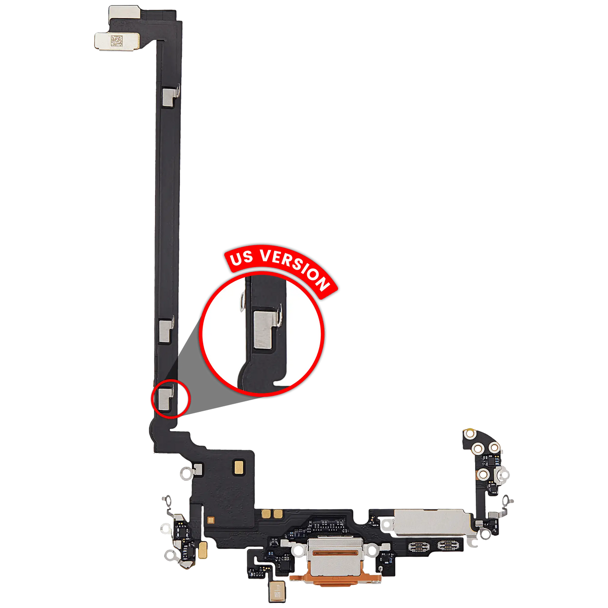 For iPhone 17 Pro Max Charging Port Flex Cable US Version Pulled - Cosmic Orange