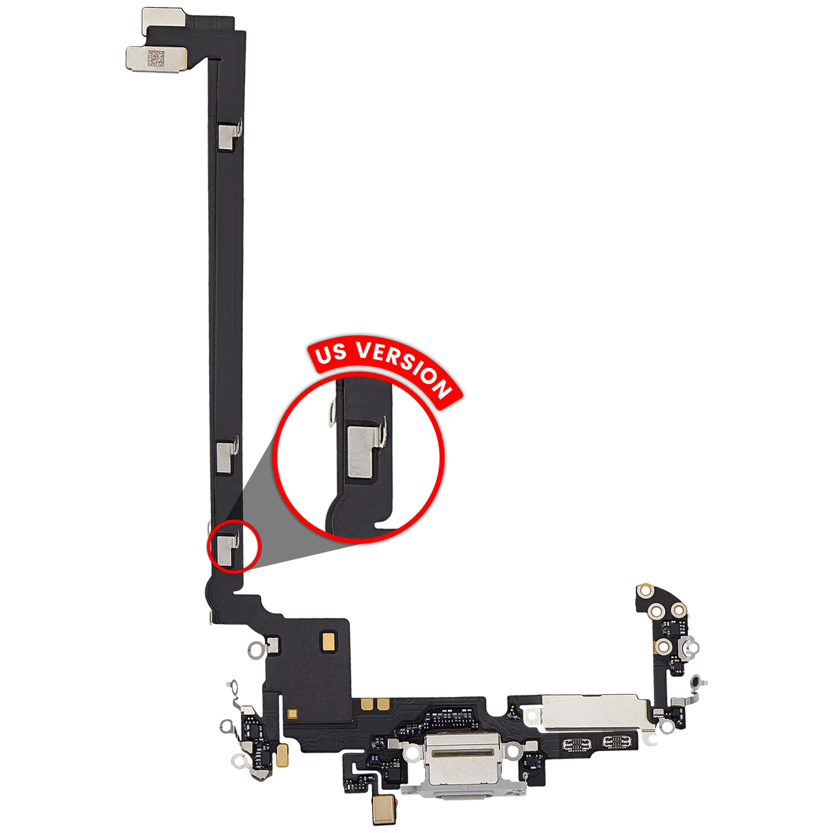For iPhone 17 Pro Max Charging Port Flex Cable US Version Pulled - Silver