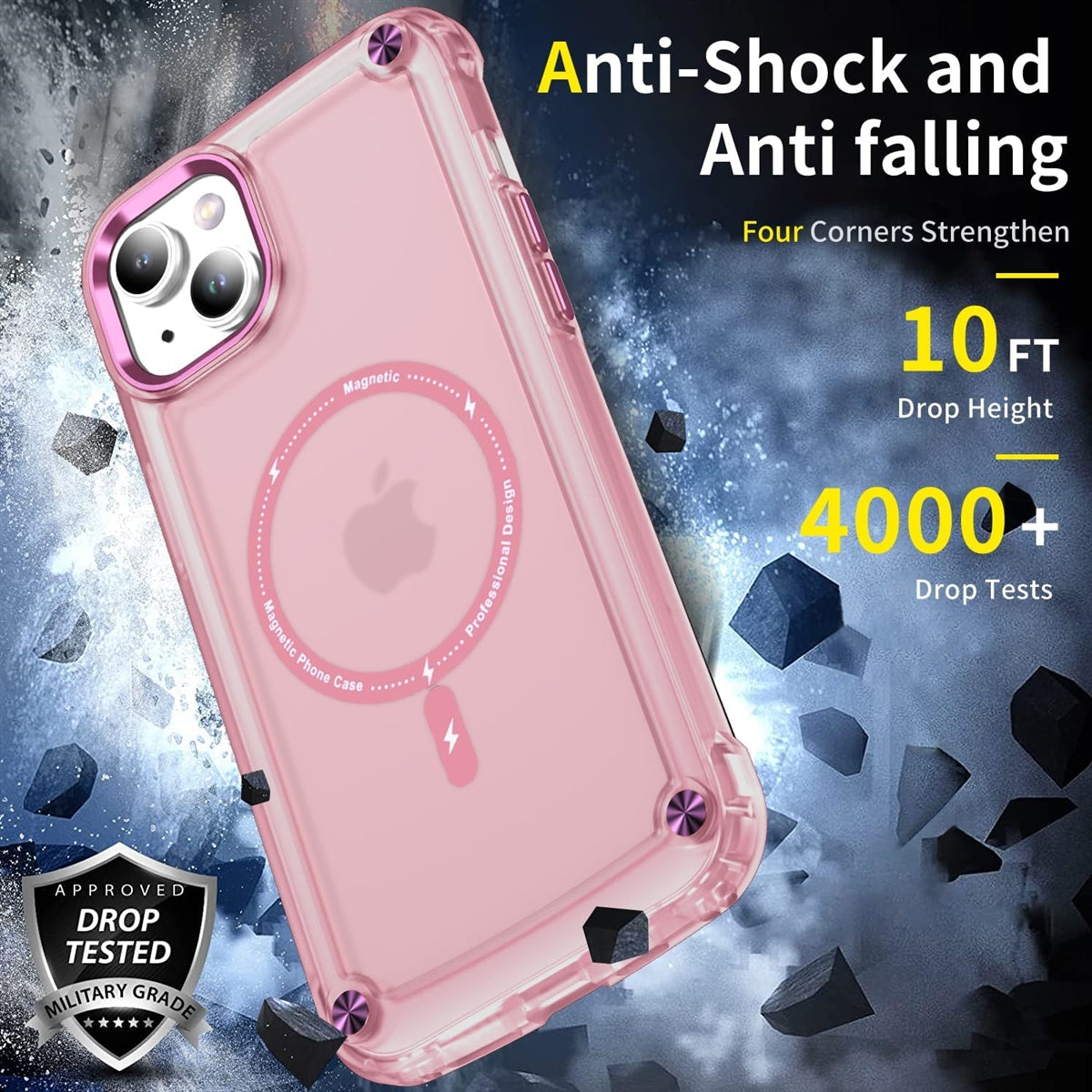 For Samsung Galaxy A15 5G Shockproof Bumper Magsafe Case Pink