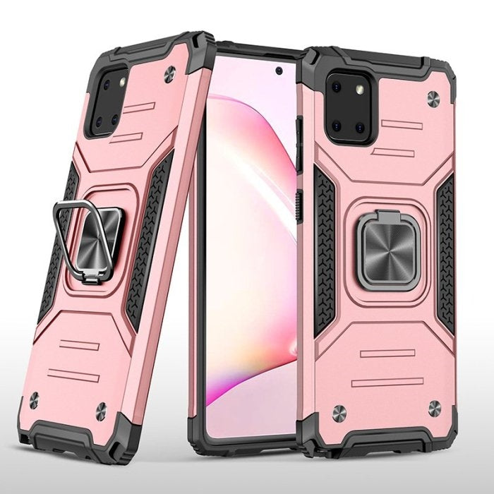 For Samsung Galaxy A24 4G Aokus Armor Metal Ring Case Rose Gold-www.firsthelptech.ie
