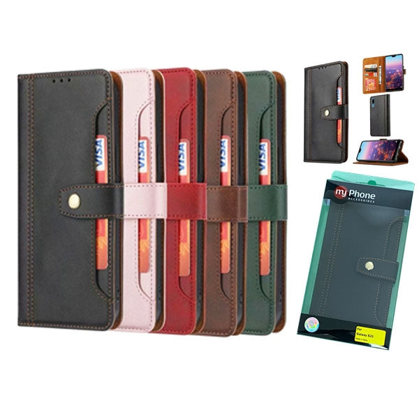 For Samsung Galaxy S10 Plus Stitched Card Slots Premium Aokus Wallet Case Red-www.firsthelptech.ie
