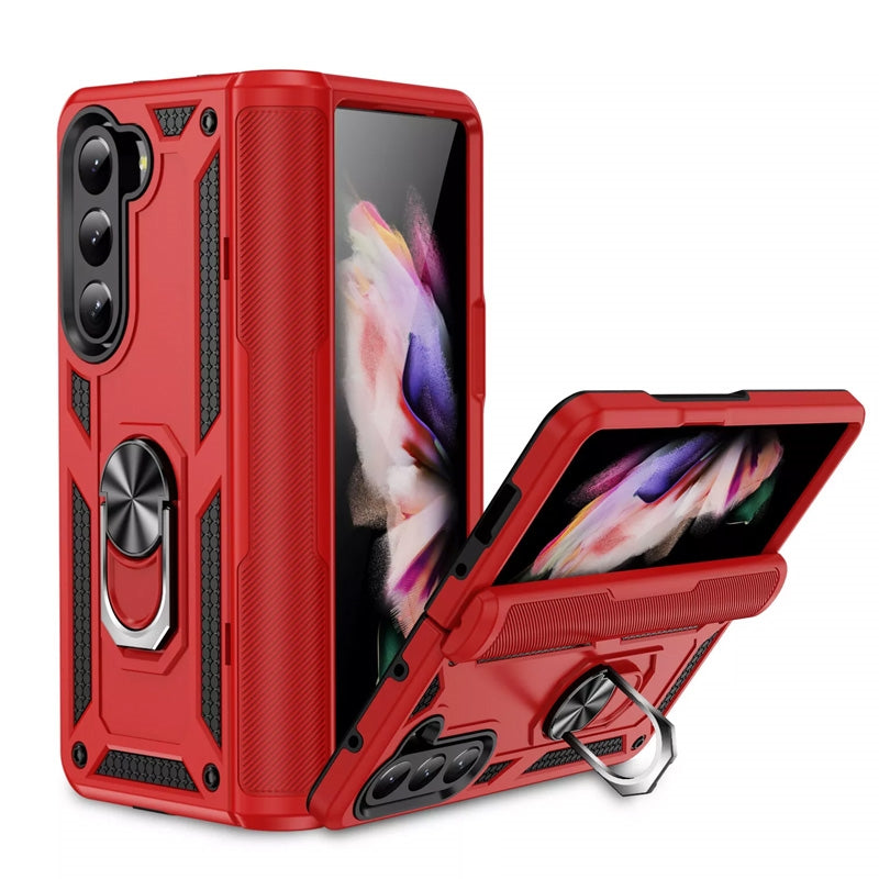For Samsung Galaxy Z FOLD 6 5G Magnetic Car Mount Protective Ring Holder Case Red