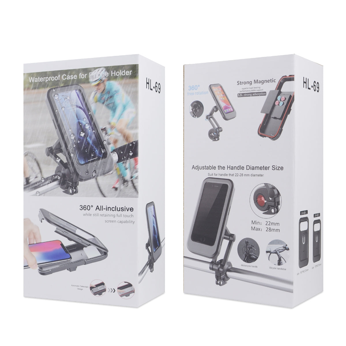 HL-69 Adjustable Magnetic Waterproof Bicycle 6.5" Phone Holder Black-www.firsthelptech.ie