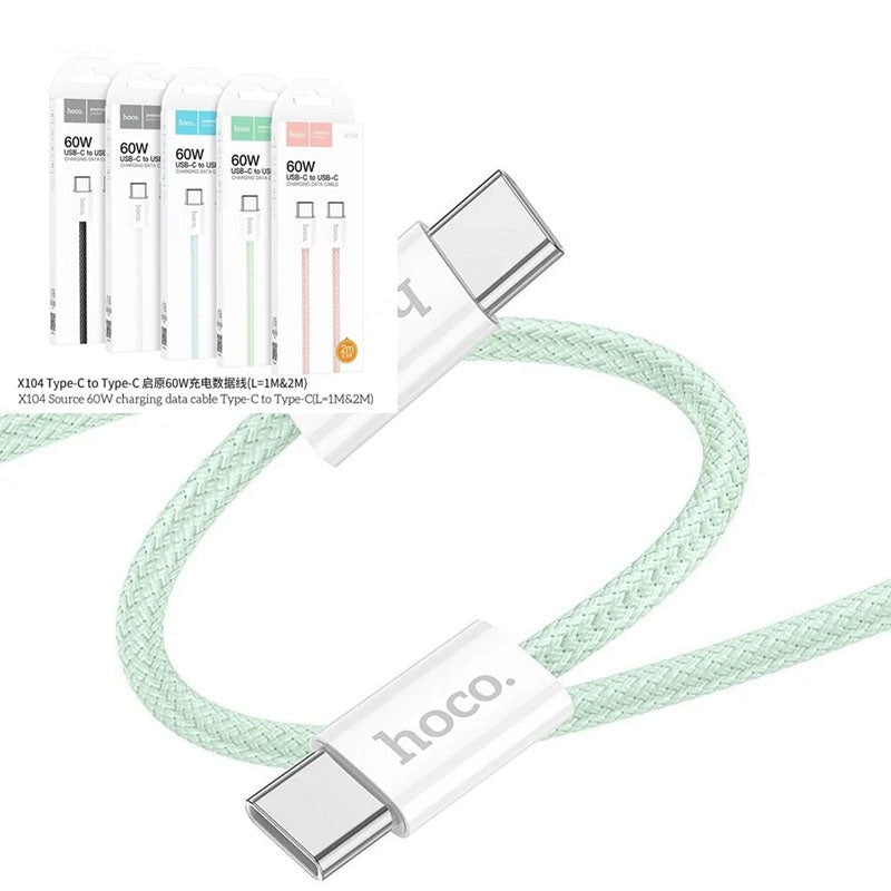 Hoco X104 Source 60W Charging Data Cable Type-C to Type-C L=2M Green-www.firsthelptech.ie